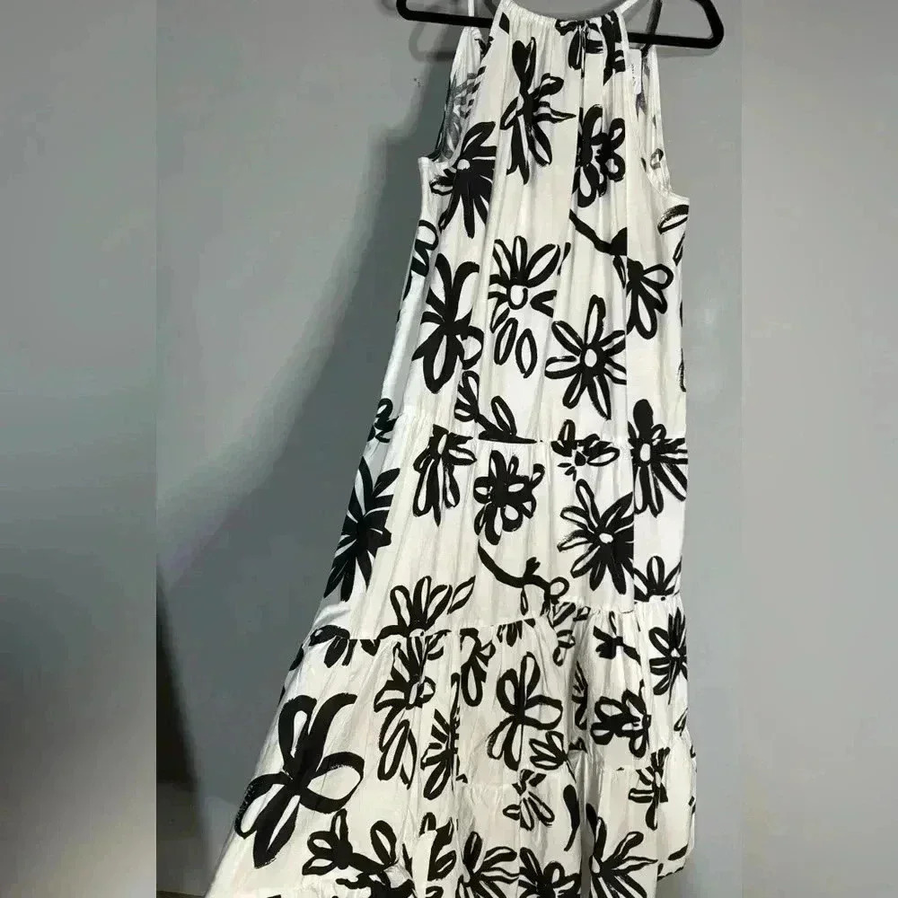 Topshop tiered poplin oversized maxi dress in large daisy - Medium - Picture 2 of 9